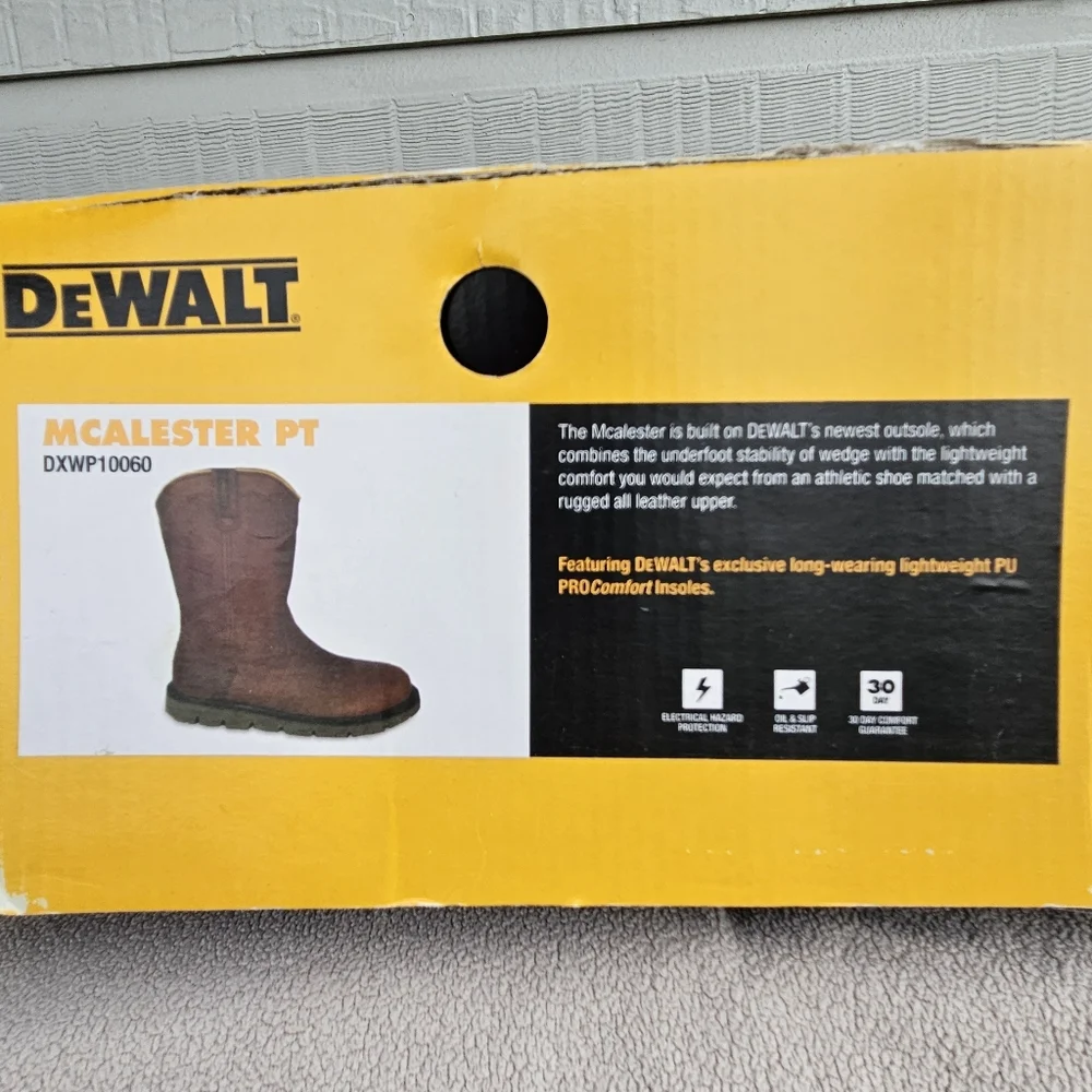 Dewalt Mcalester PT Brown Leather Work Boot Men SZ 14 Electrical Hazard Oil Slip